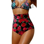 Jusfitsu High Waisted Bikini Bottom for Women Tummy Control Swimsuits Tankini Bottom Plus Size Swim Shorts